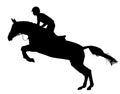 Prance horse witj jockey black silhouette vector illustration isolated. Royalty Free Stock Photo