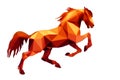 Prancing horse, isolated image on a white background in the style of low poly