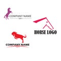 Prancing unicorn and two horse logos