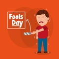Pranked man comic celebration fools day Royalty Free Stock Photo