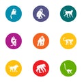 Prankster icons set, flat style Royalty Free Stock Photo