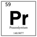 Praseodymium chemical element symbol on white background Royalty Free Stock Photo