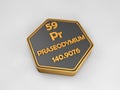 praseodymium - Pr - chemical element periodic table hexagonal shape Royalty Free Stock Photo