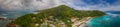 Praslin, aerial panorama of southern coast