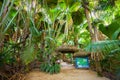 Praslin, Seychelles - May 4, 2016: Entry for Vallee de Mai Nature Reserve `May Valley` Royalty Free Stock Photo