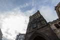 Powder tower, also called Prasna Brana, in Prague, Czech Republic, taken from the narrow streets of Old Town. Royalty Free Stock Photo