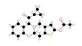 prasugrel molecule, structural chemical formula, ball-and-stick model, isolated image platelet-aggregation inhibitors