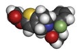 Prasugrel platelet inhibitor drug molecule. Used in treatment of acute coronary syndrome and in the prevention of stent thrombosis