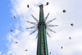 PRATER, VIENNA, AUSTRIA, 2019 AUGUST, 18: Praterturm - the Carusel with chains from Prater park, Vienna.