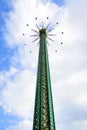 PRATER, VIENNA, AUSTRIA, 2019 AUGUST, 18: Praterturm - the Carusel with chains from Prater park, Vienna.