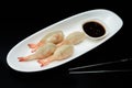 Prawn Chives with Soya Sauce Photography Foodphotography White Place panasian food Royalty Free Stock Photo