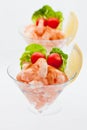 Prawn cocktail appetizer with cocktail tomatoes Royalty Free Stock Photo