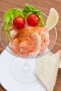 Prawn cocktail appetizer with cocktail tomatoes Royalty Free Stock Photo