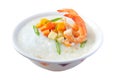 Prawn congee with potato, carrot, spring onion Royalty Free Stock Photo