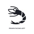 prawn facing left isolated icon. simple element illustration from nautical concept icons. prawn facing left editable logo sign