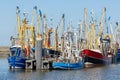 Prawn fishing boats in Dutch harbor Lauwersoog Royalty Free Stock Photo