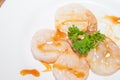 prawn Ingredients and raw materials eating shabu, Sukiyaki, and pork on a white plate