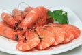 Prawn with Plate on White