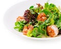 Prawn salad on white plate Royalty Free Stock Photo