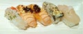 Prawn, Salmon fish, Oyster and Scallop Sushi