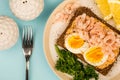 Prawn or Shrimp And Boiled Egg Open Face Sandwich On Rye Bread Royalty Free Stock Photo