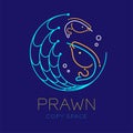 Prawn or shrimp, Fishing net circle shape and Air bubble logo icon outline stroke set dash line design illustration Royalty Free Stock Photo