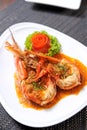 Prawn shrimp with sauce Royalty Free Stock Photo