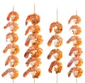 Prawn Skewer isolated on white Royalty Free Stock Photo