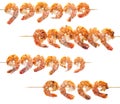 Prawn Skewer isolated on white Royalty Free Stock Photo