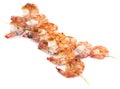 Prawn Skewer isolated on white Royalty Free Stock Photo