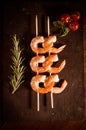 Prawn skewers with thyme and Tomatoes Royalty Free Stock Photo