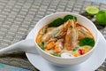 Prawn spicy and sour soup tom yum kung,Thai food Royalty Free Stock Photo