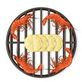 Prawn or tiger shrimp grilliing  / bbq vector illustration isolated on white background Royalty Free Stock Photo