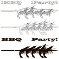 Prawn or tiger shrimp grilliing  / bbq vector illustration isolated on white background Royalty Free Stock Photo