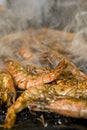 Prawns on a barbecue plate Royalty Free Stock Photo