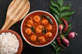 Prawns curry and rice, Kerala fish curry Royalty Free Stock Photo