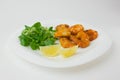 Fried shrimps on a plate. Royalty Free Stock Photo