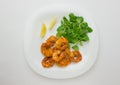 Fried shrimps on a plate. Royalty Free Stock Photo