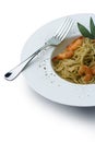 Prawns and Pasta series; clipping path Royalty Free Stock Photo