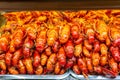 Prawns on sale at the street market food stall in Luoyang Old City, Henan, China Royalty Free Stock Photo