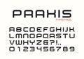 Praxis vector decorative regular font design, alphabet, typeface