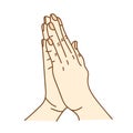 Line Drawing of Praying Hands, vector illustration. Royalty Free Stock Photo