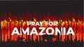 Pray For Amazonia Forest Fire Burning Disaster in Brazil Vector Illustration