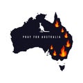 Pray for Australia banner. Forest fires in Australia.