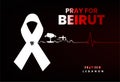 Pray for Lebanon and Beirut city with mourn ribbon.