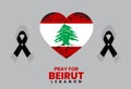 Pray for Lebanon concept, flag in a heart