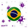 Pray For Brazil. COVID-19 Coronavirus Typography Flag. Stay home, Stay Healthy