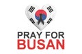 Pray for Busan concept with heart, 3D rendering Royalty Free Stock Photo