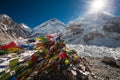 Pray flags in Everest base camp Royalty Free Stock Photo