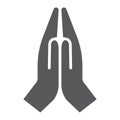 Pray glyph icon, religion and prayer, hands praying sign, vector graphics, a solid pattern on a white background, eps 10